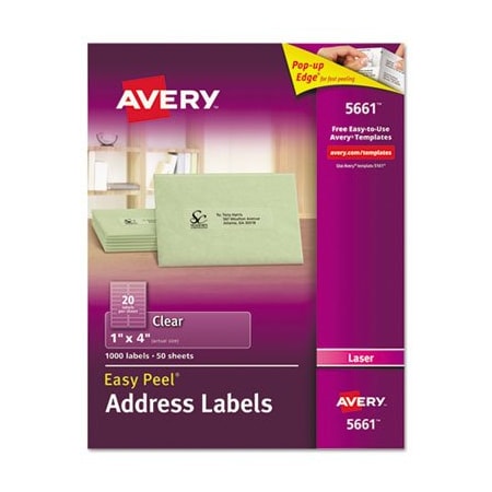 Avery Dennison LABEL, LASR, 1X4, 1M/BX, CLR 5661